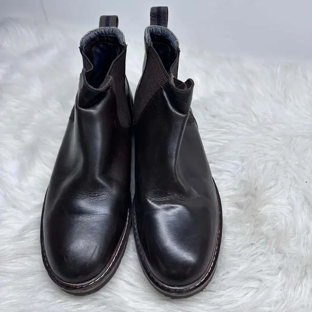 Nunn Bush Men Brown Leather Upper Ankle Booties Slip On Comfort Gel
